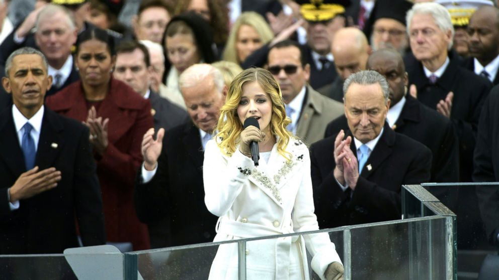 PHOTO: Jackie Evancho sings the National Anthem, Jan. 20, 2017, in Washington, following President Donald Trump's swearing-in ceremony.