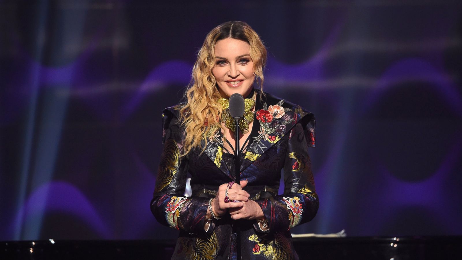 PHOTO: Madonna speaks on stage at the Billboard Women in Music 2016 event, Dec. 9, 2016, in New York City.