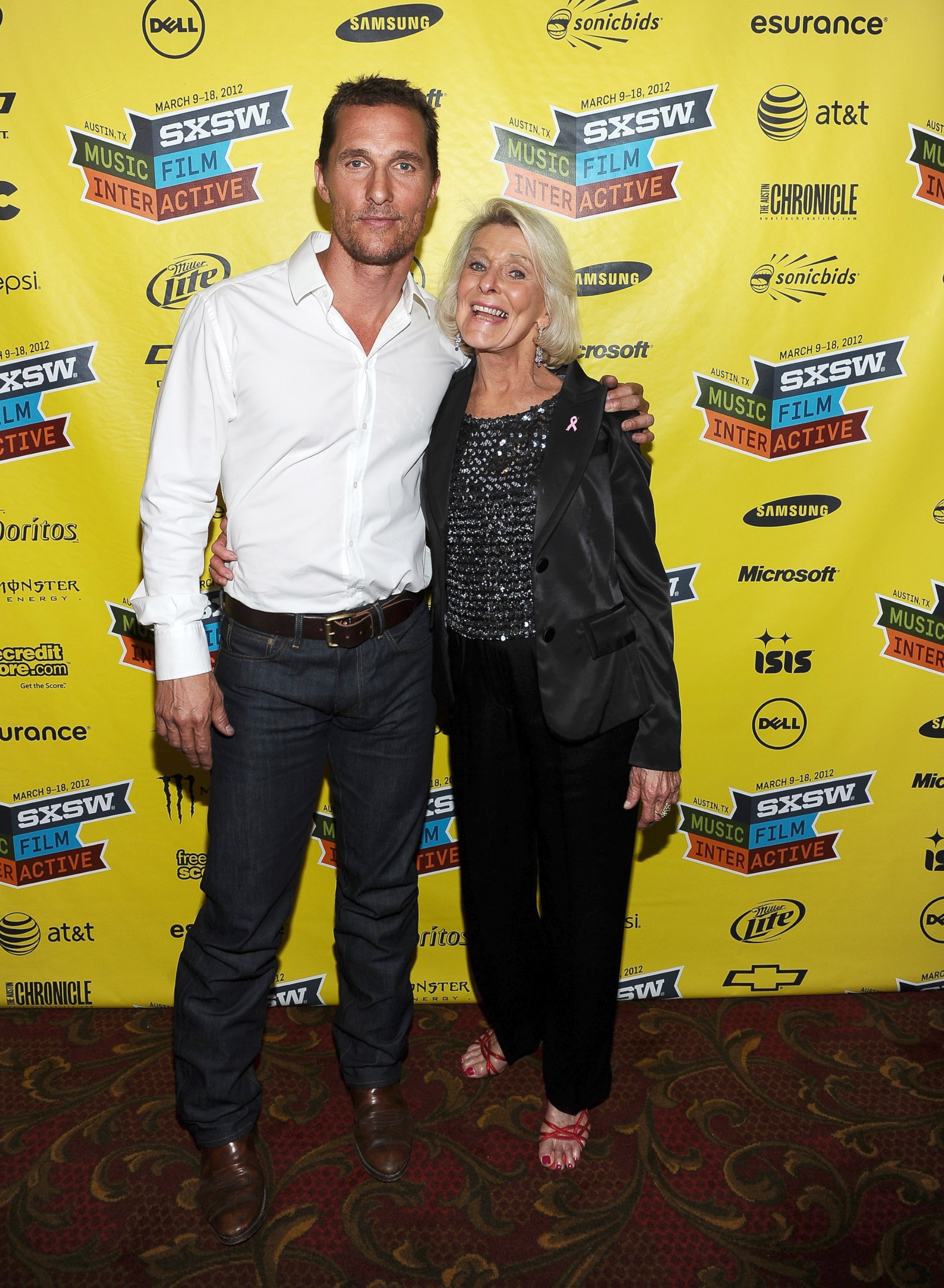 PHOTO: Matthew McConaughey and mother Kay McConaughey attend the world premiere of "Bernie" during the 2012 SXSW Music, Film + Interactive Festival at Paramount Theatre, March 13, 2012, in Austin, Texas.