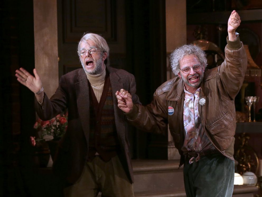 PHOTO: John Mulaney and Nick Kroll during the opening night performance curtain call of Oh, Hello On Broadway at Lyceum Theatre, Oct. 10, 2016, in New York City.