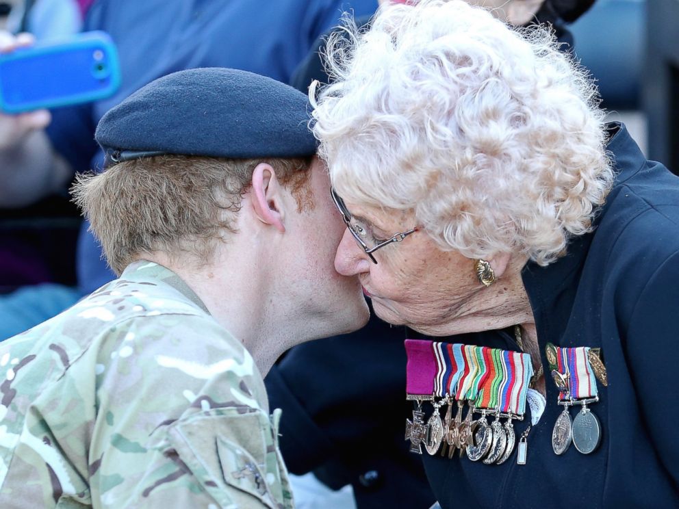 PHOTO: Prince Harry meets Daphne Dunne outside the Sydney Opera House in this May 7, 2015 file photo in Sydney.