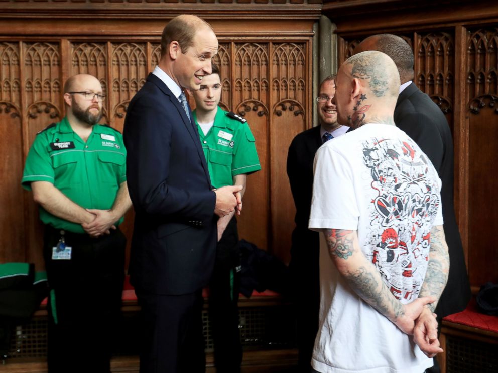 PHOTO: Prince William, Duke of Cambridge, meets first aid responders and members of the local community at Manchester Cathedral, June 2, 2017. 