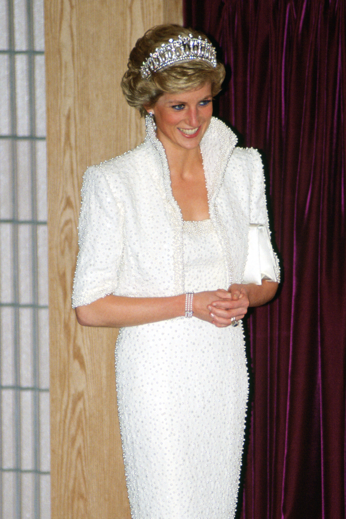 PHOTO: Diana, Princess of Wales wears the "Elvis dress" during a visit to the Culture Center in Hong Kong, Nov. 8, 1989. 