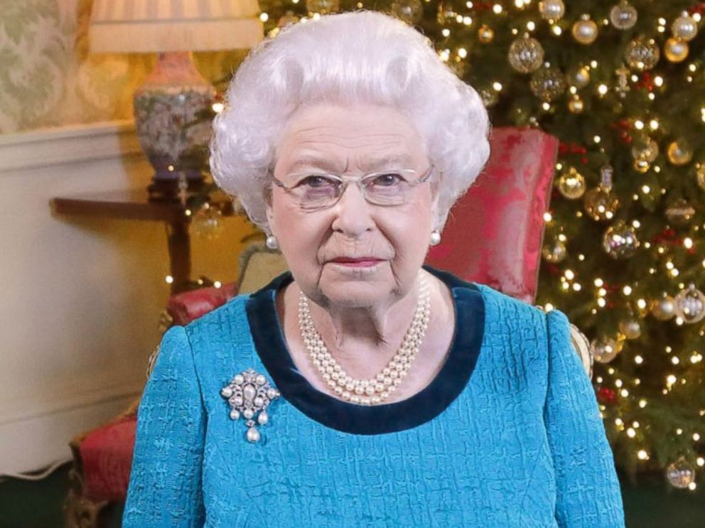 PHOTO: Queen Elizabeth II sits at a desk in the Regency Room after recording her Christmas Day broadcast to the Commonwealth at Buckingham Palace, Dec. 24, 2016 in London.