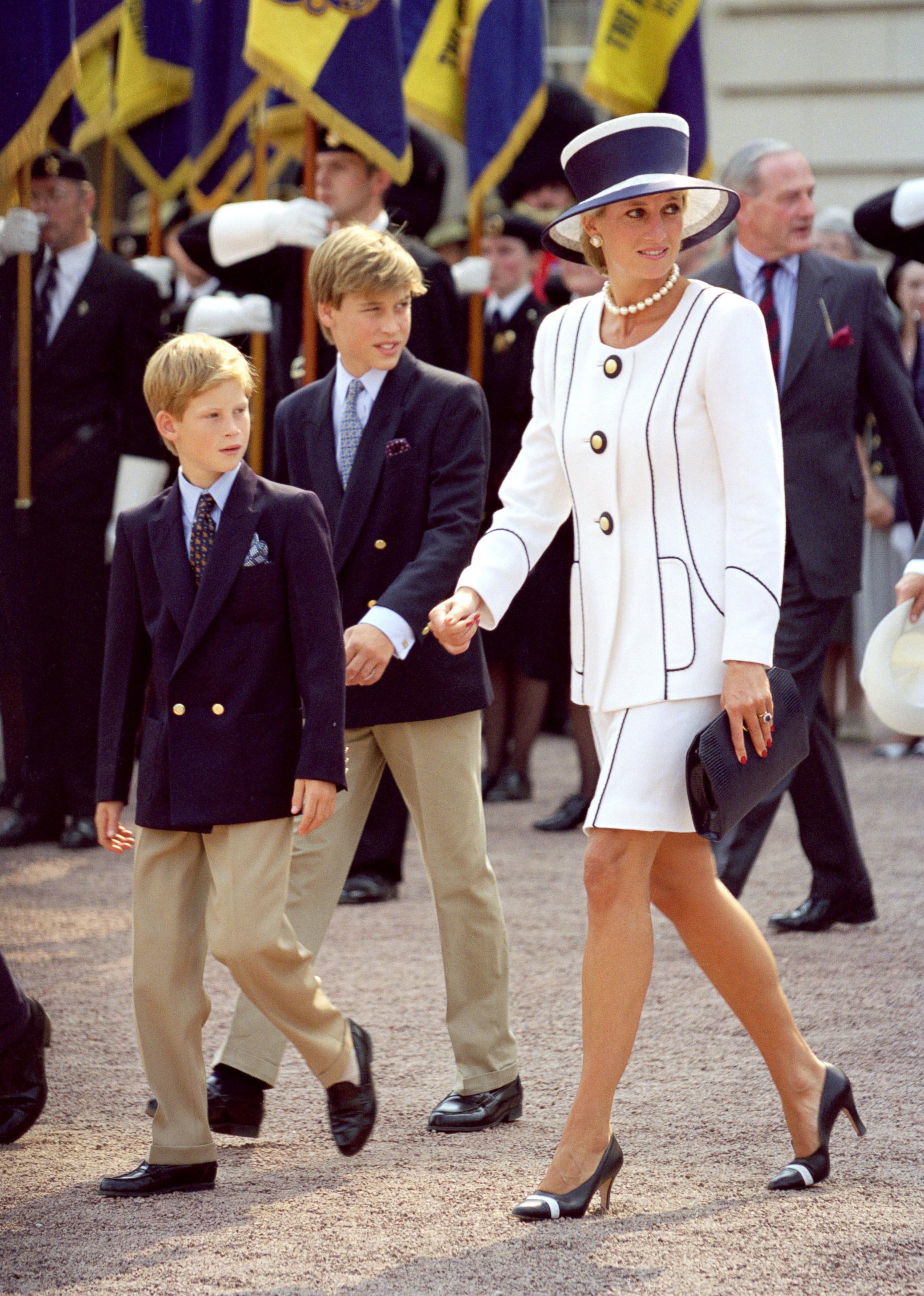 PHOTO: Diana, Princess of Wales and Princes William and Harry attend an event In London on Aug, 19, 1995.