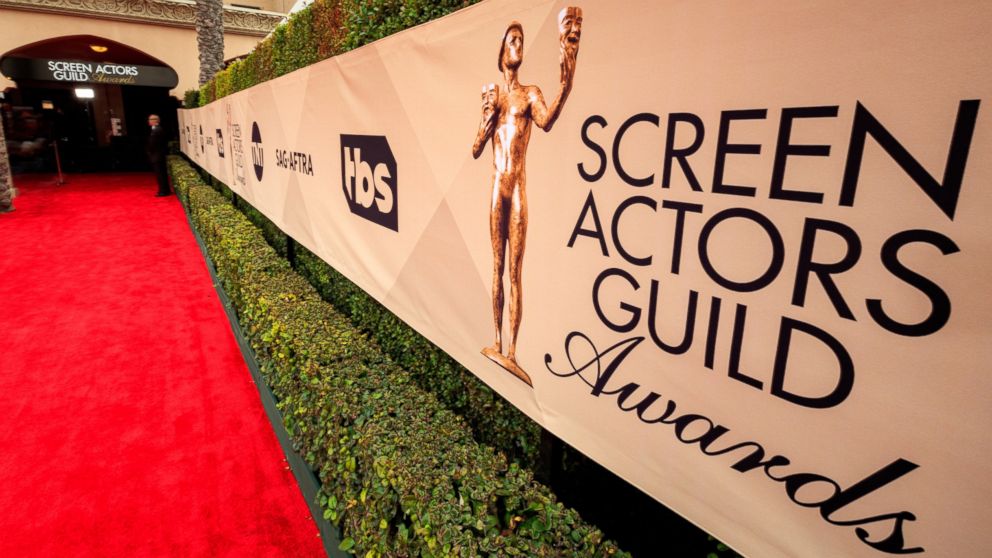 SAG Awards signage is on display at The 22nd Annual Screen Actors Guild Awards at The Shrine Auditorium, Jan. 30, 2016 in Los Angeles.
