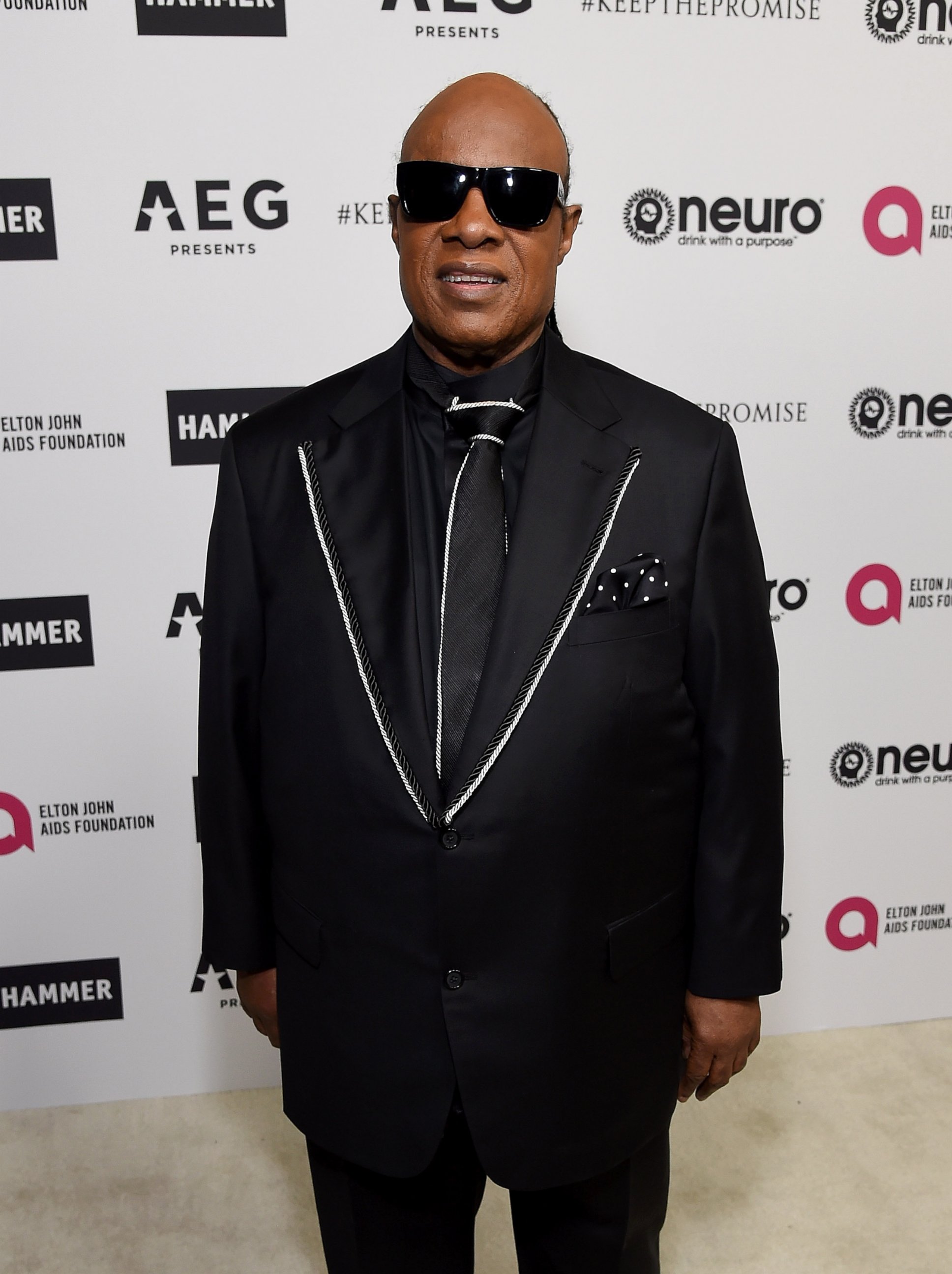 PHOTO: Musician Stevie Wonder celebrates Elton John's 70th Birthday and 50-Year Songwriting Partnership with Bernie Taupin benefiting the Elton John AIDS Foundation and the UCLA Hammer Museum at RED Studios Hollywood on March 25, 2017 in Los Angeles.