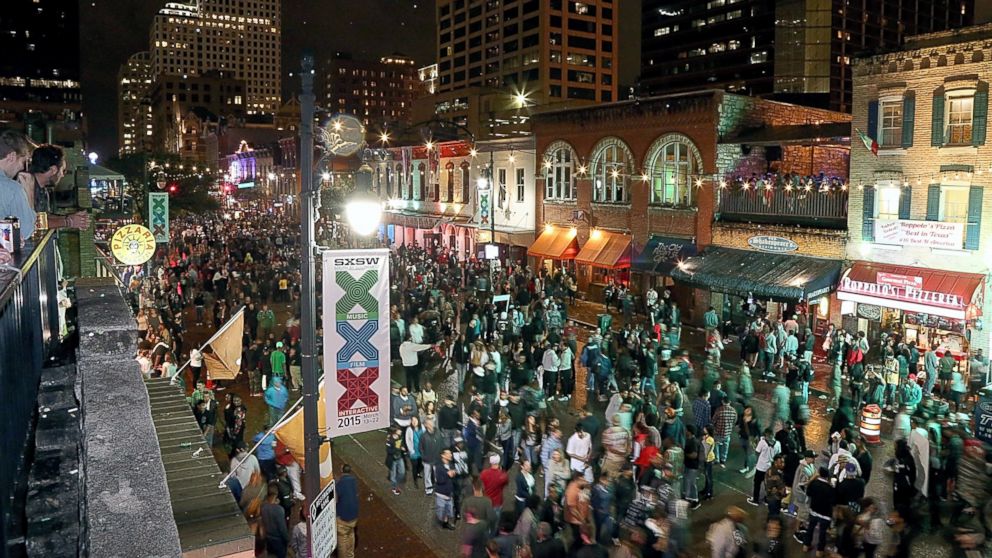 A general view of the atmosphere on 6th street in downtown Austin during the South By Southwest Music Festival, March 20, 2015 in Austin, Texas.