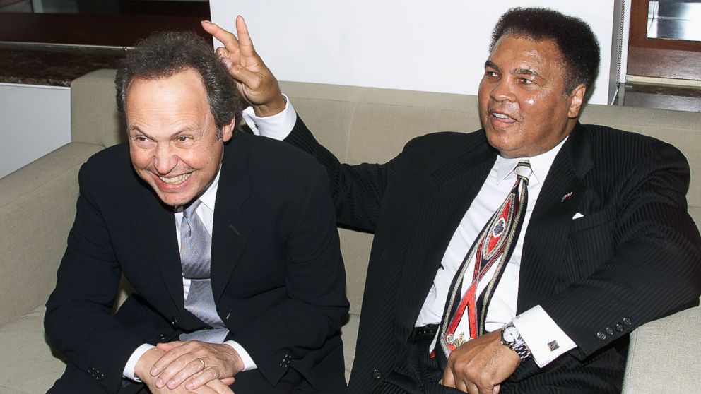 PHOTO: Billy Crystal & Muhammad Ali at Audemars Piguet's Time To Give Celebrity Watch Auction For Charity held at Christie's Auction House in New York on Oct. 23, 2000. 