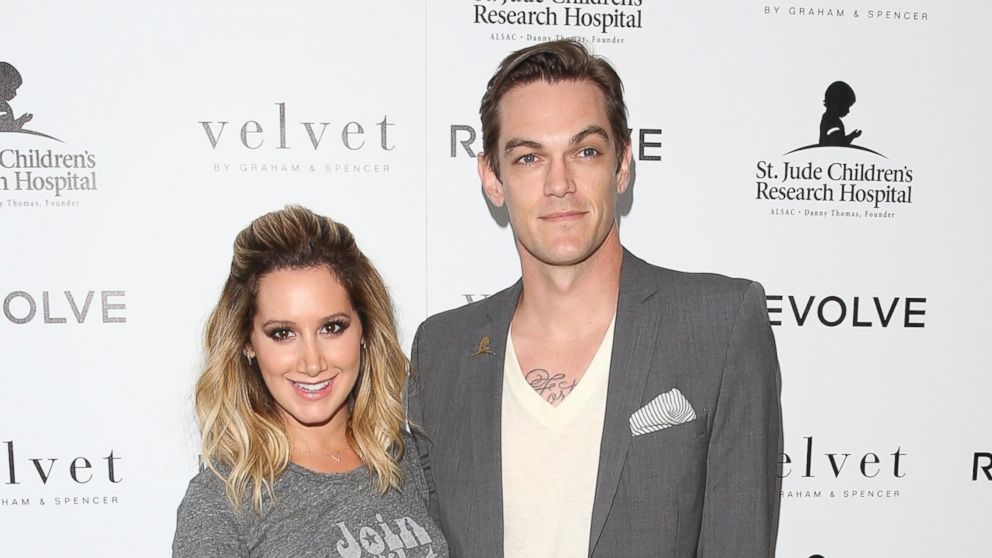 Ashley Tisdale and Christopher French attend the  launch of Velvet's Join The Fight against childhood cancer collection in support of St. Jude Children's Research Hospital at Revolve Beach Haus in this Aug. 27, 2014, file photo in Malibu, Calif. 