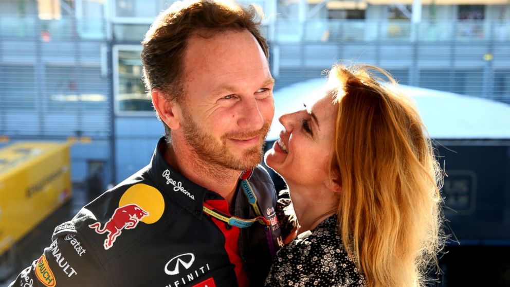 Infiniti Red Bull Racing Team Principal Christian Horner and Geri Halliwell pose after the F1 Grand Prix of Italy at Autodromo di Monza, Sep. 7, 2014, in Monza, Italy. 