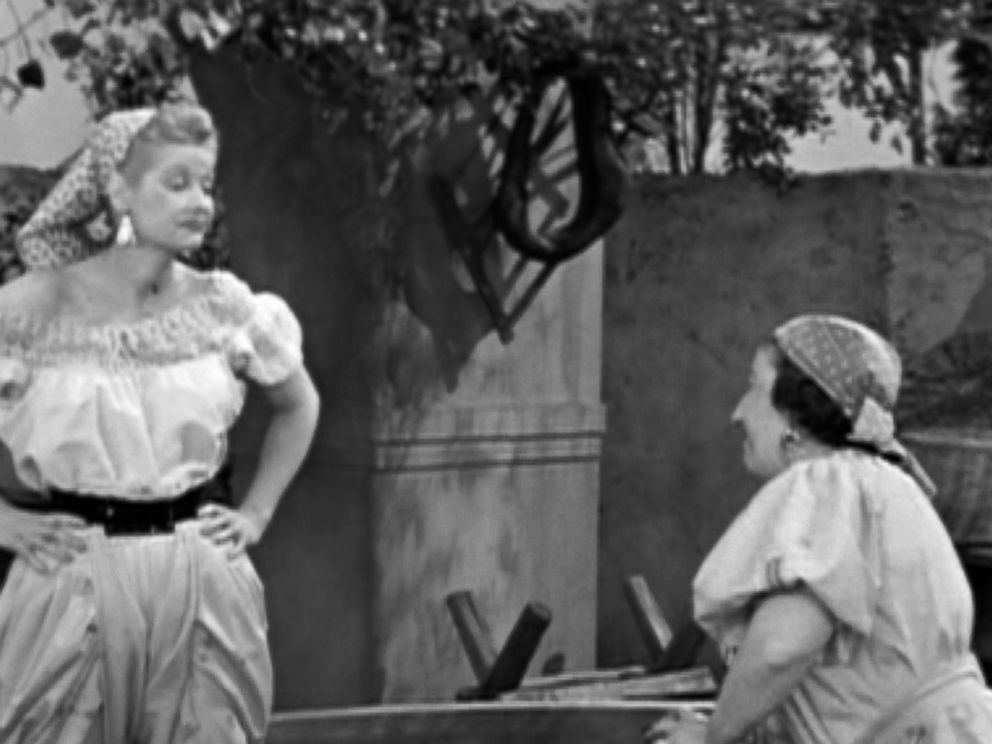 PHOTO: "I LOVE LUCY" episode, featuring Lucille Ball (as Lucy Ricardo) and Teresa Tirelli (as Wine Stomper" in "Lucy's Italian Movie," broadcasted on April 16, 1956. 