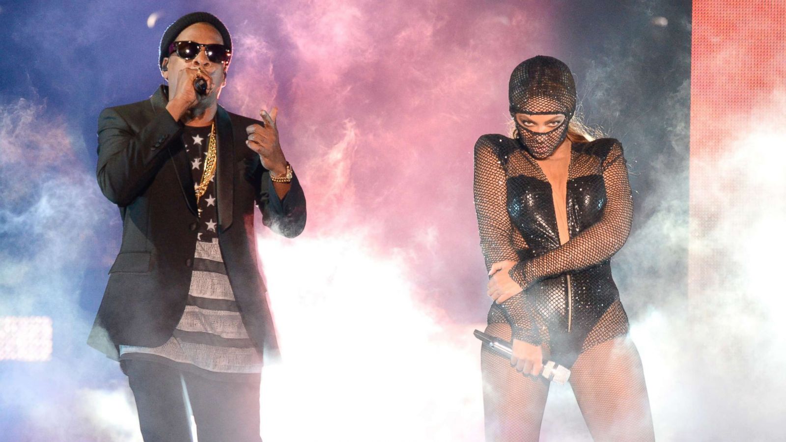 PHOTO: Jay-Z and Beyonce perform during opening night of the "On The Run Tour: Beyonce And Jay-Z" at Sun Life Stadium, June 25, 2014, in Miami Gardens, Fla.