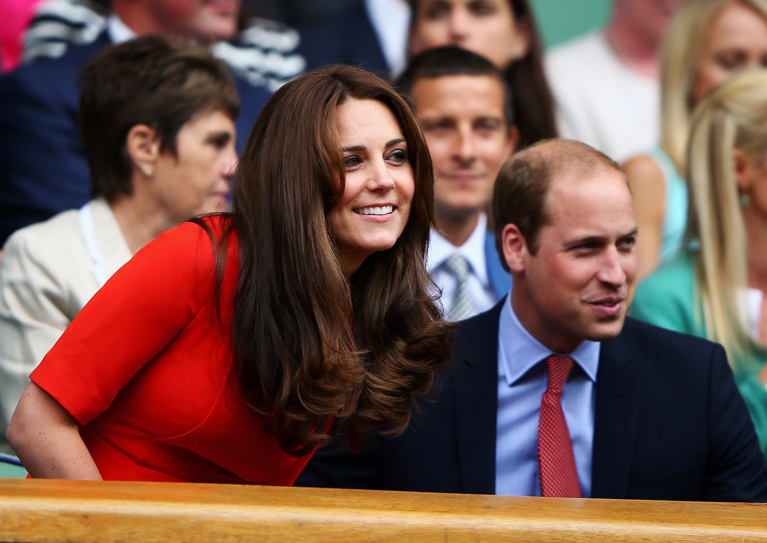 PHOTO: Catherine, Duchess of Cambridge and Prince William, Duke of Cambridge attend day nine of the Wimbledon Tennis Championships at Wimbledon, July 8, 2015, in London. 