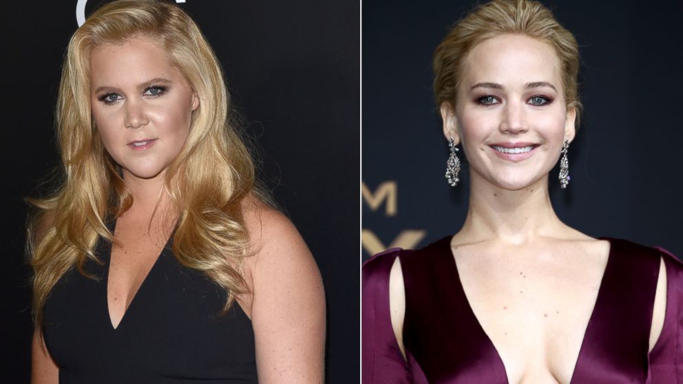 PHOTO:Amy Schumer attends the 19th Annual Hollywood Film Awards, Nov. 1, 2015, in Beverly Hills, Calif. Right, Jennifer Lawrence attends the world premiere of the film 'The Hunger Games: Mockingjay - Part 2,' Nov. 4, 2015, in Berlin. 