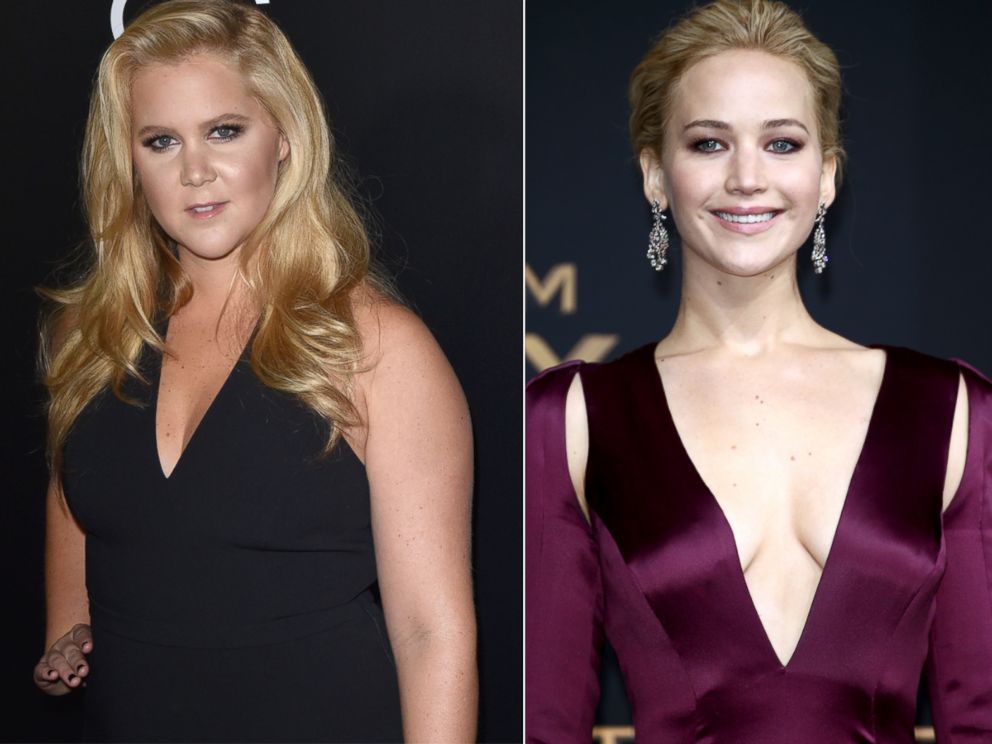 PHOTO:Amy Schumer attends the 19th Annual Hollywood Film Awards, Nov. 1, 2015, in Beverly Hills, Calif. Right, Jennifer Lawrence attends the world premiere of the film The Hunger Games: Mockingjay - Part 2, Nov. 4, 2015, in Berlin.