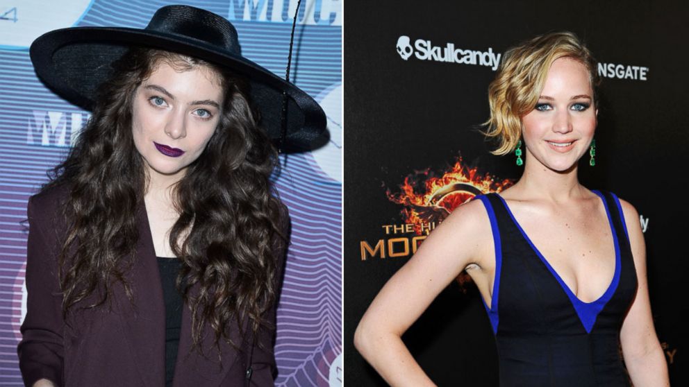 Lorde, left, in Toronto, Canada on June 15, 2014 and Jennifer Lawrence, right, in Cannes, France on May 17, 2014.