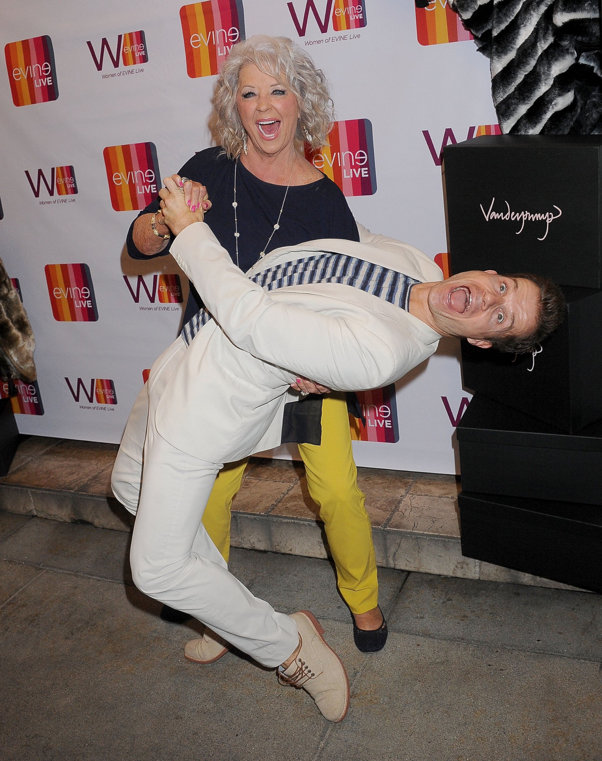 PHOTO:Paula Deen and Louis Van Amstel arrive at the EVINE Live Celebration , Sept. 29, 2015, in Beverly Hills, Calif. 