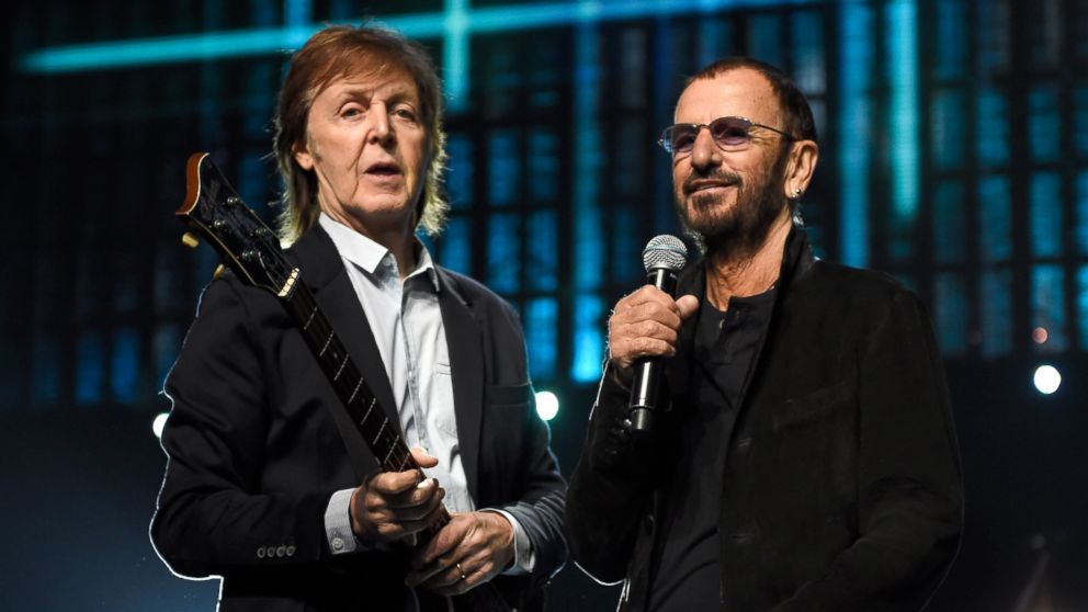 Paul McCartney and Ringo Starr during rehearsals for the 30th Annual Rock And Roll Hall Of Fame Induction Ceremony at Public Hall, on April 18, 2015, in Cleveland.