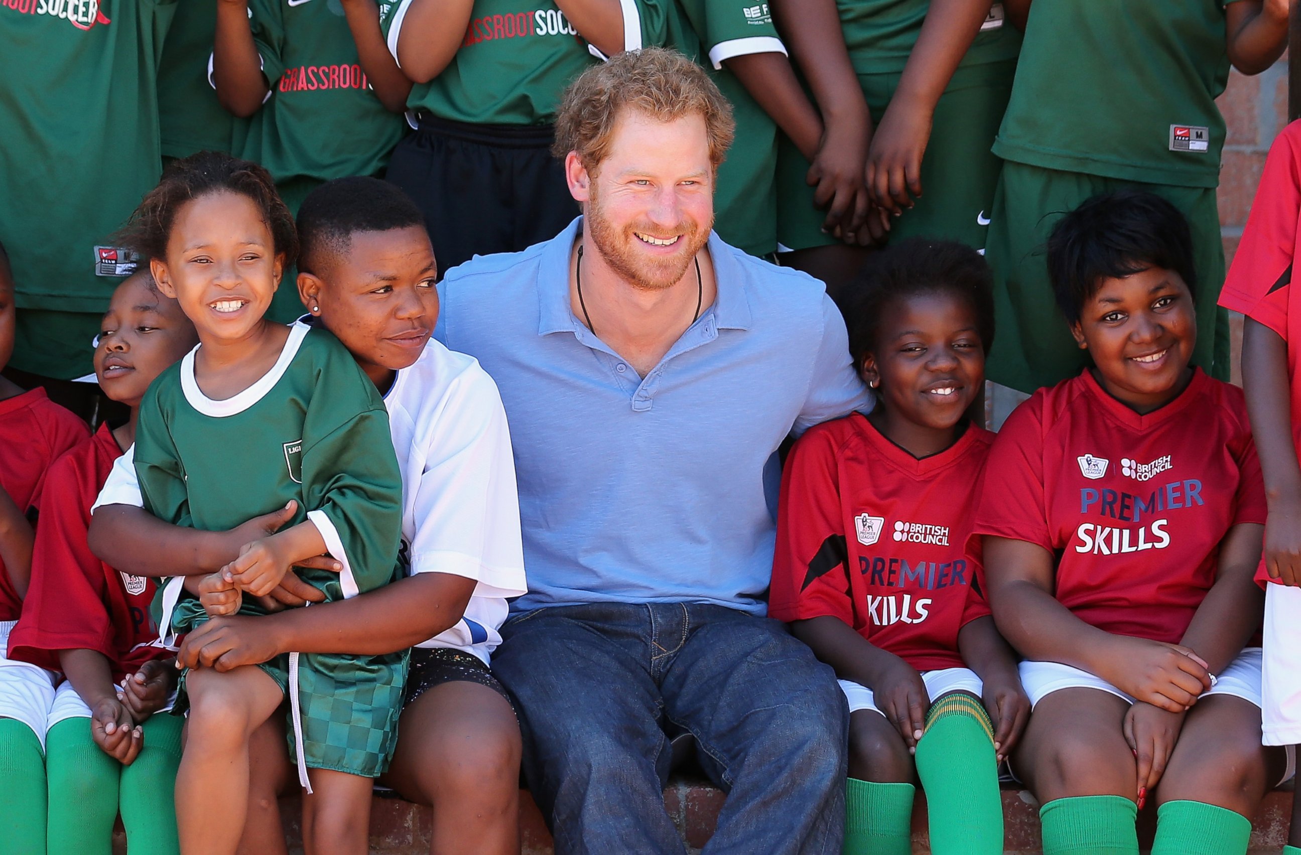 PHOTO: Prince Harry joins in with a Football for Hope session with Grassroots Soccer in Khayelitsha on Nov. 30, 2015 in Cape Town, South Africa.  