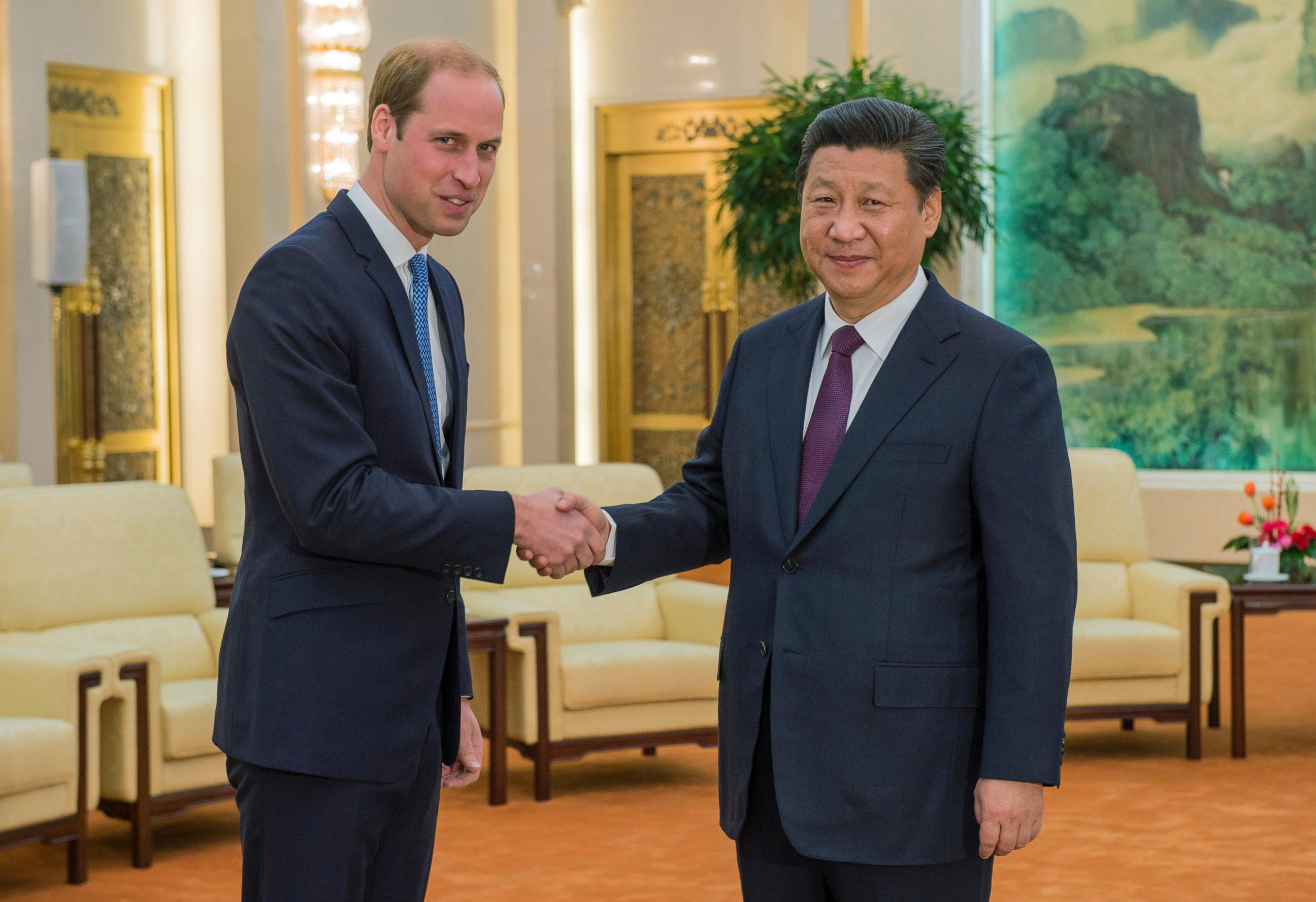 PHOTO: Prince William, Duke of Cambridge meets with Chinese President Xi Jinping at the Great Hall of the People, March 2, 2015 in Beijing.
