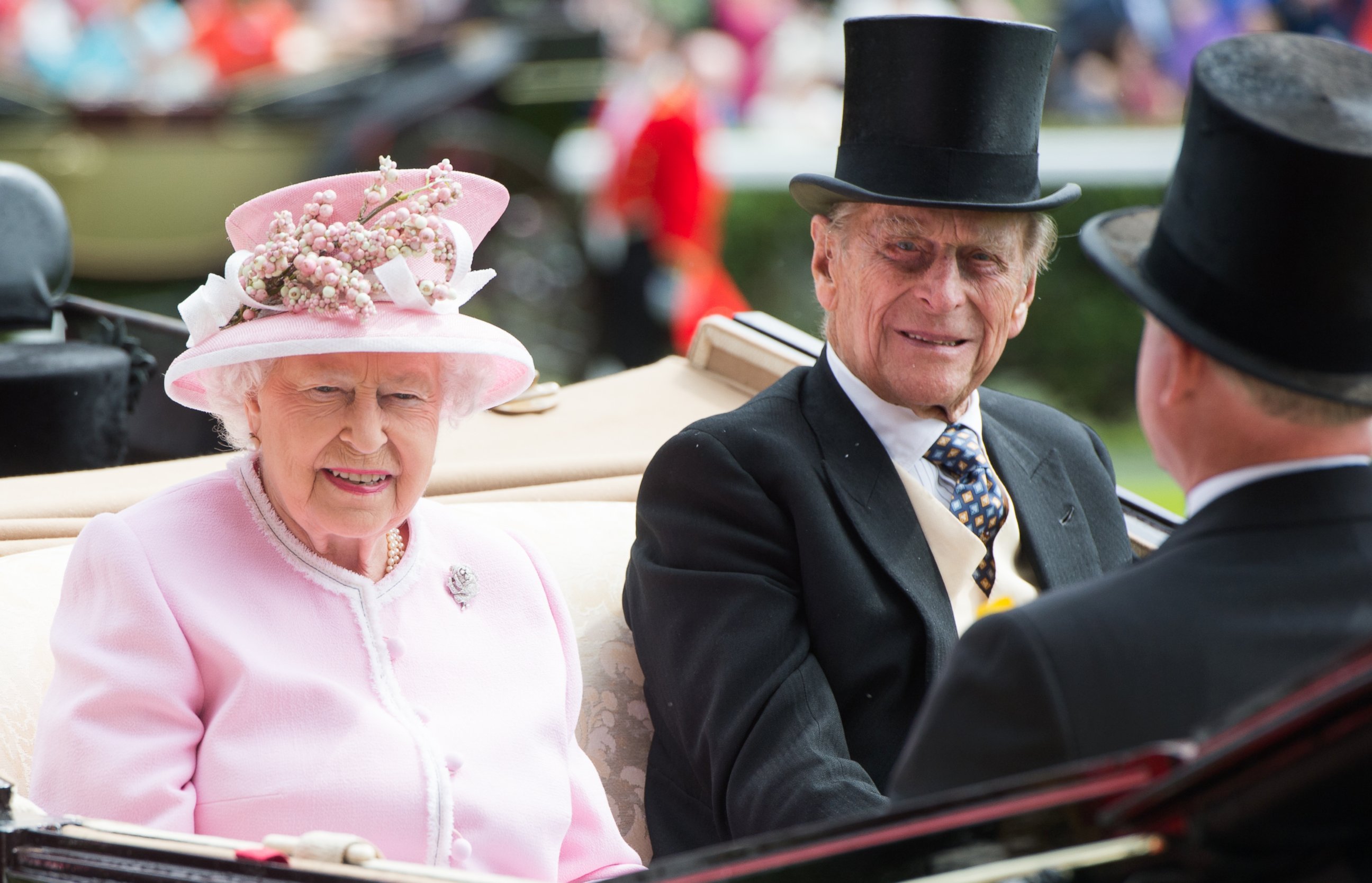 PHOTO: Queen Elizabeth II and Prince Philip, Duke of Edinburgh arrive by carriage on day 2 of Royal Ascot at Ascot Racecourse on June 8, 2016 in Ascot, England. 