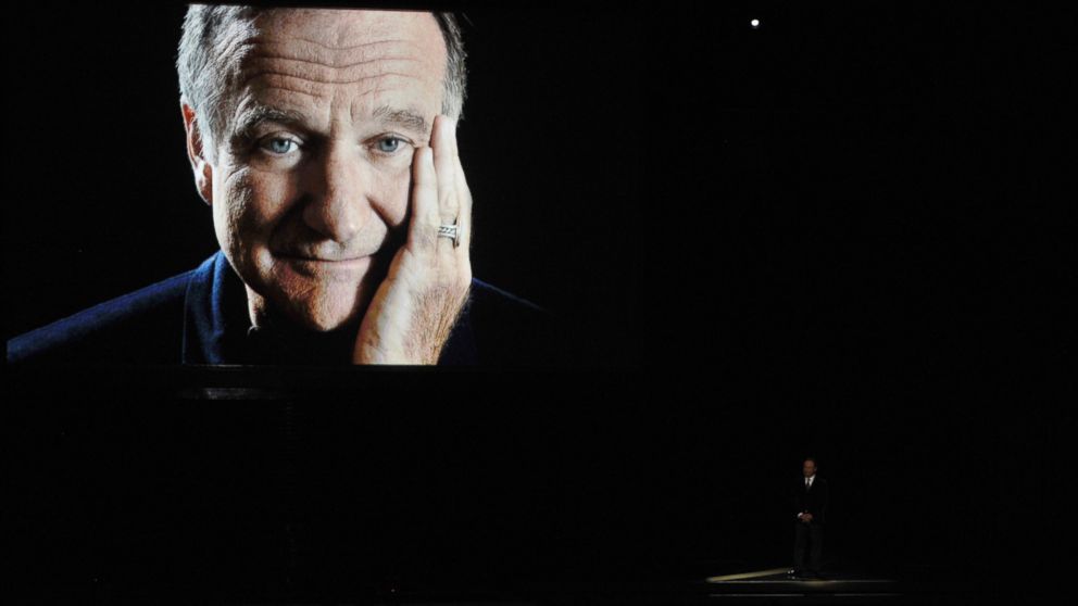 Comedian Billy Crystal, right, pays tribute to the late Robin Williams onstage at the 66th Annual Primetime Emmy Awards held at Nokia Theatre L.A. Live on Aug. 25, 2014 in Los Angeles, Calif.