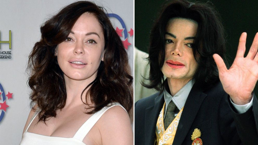 Rose McGowan, left, at the 2014 Annual Garden Brunch on May 3, 2014 in Washington, DC, and Michael Jackson, right, in Santa Maria, California on May 25, 2005.