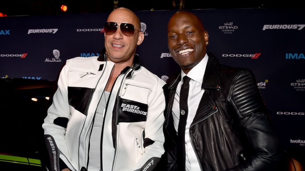 PHOTO: Vin Diesel and Tyrese Gibson attend Universal Pictures' "Furious 7" premiere at TCL Chinese Theatre on April 1, 2015 in Hollywood, Calif. 