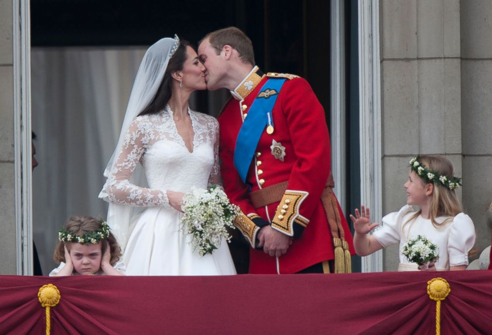 PHOTO: Kate Middleton, the Duchess of Cambridge and Prince William at Buckingham Palace following their wedding at Westminster Abbey on April 29, 2011, in London.