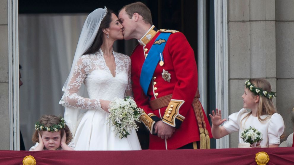 PHOTO: Kate Middleton, the Duchess of Cambridge and Prince William at Buckingham Palace following their wedding at Westminster Abbey on April 29, 2011, in London.