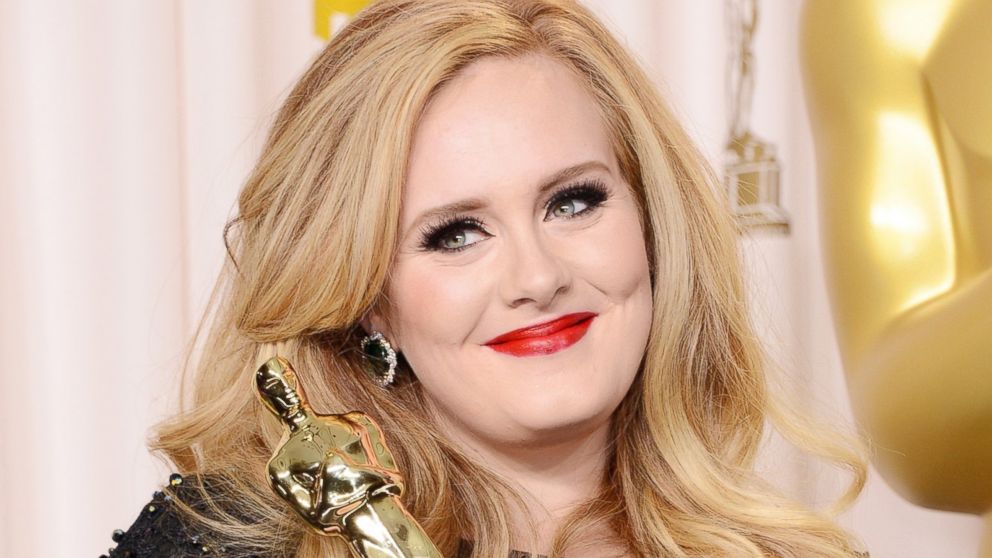 Adele poses in the press room during the Oscars, Feb. 24, 2013 in Hollywood, Calif.