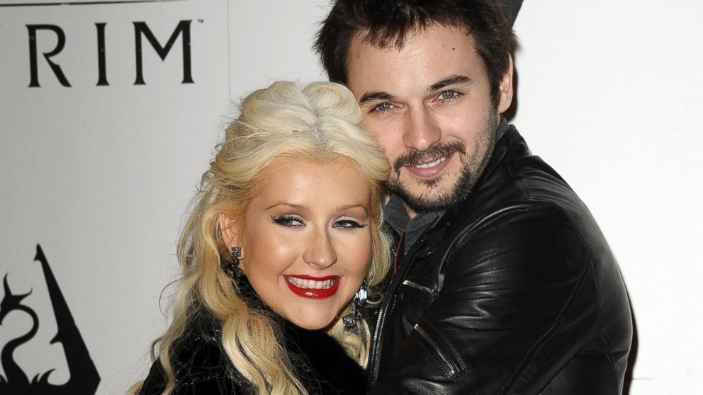 Christina Aguilera and Matt Rutler attend the "The Elder Scrolls V: Skyrim" video game launch party at Belasco Theatre, Nov. 8, 2011, in Los Angeles.