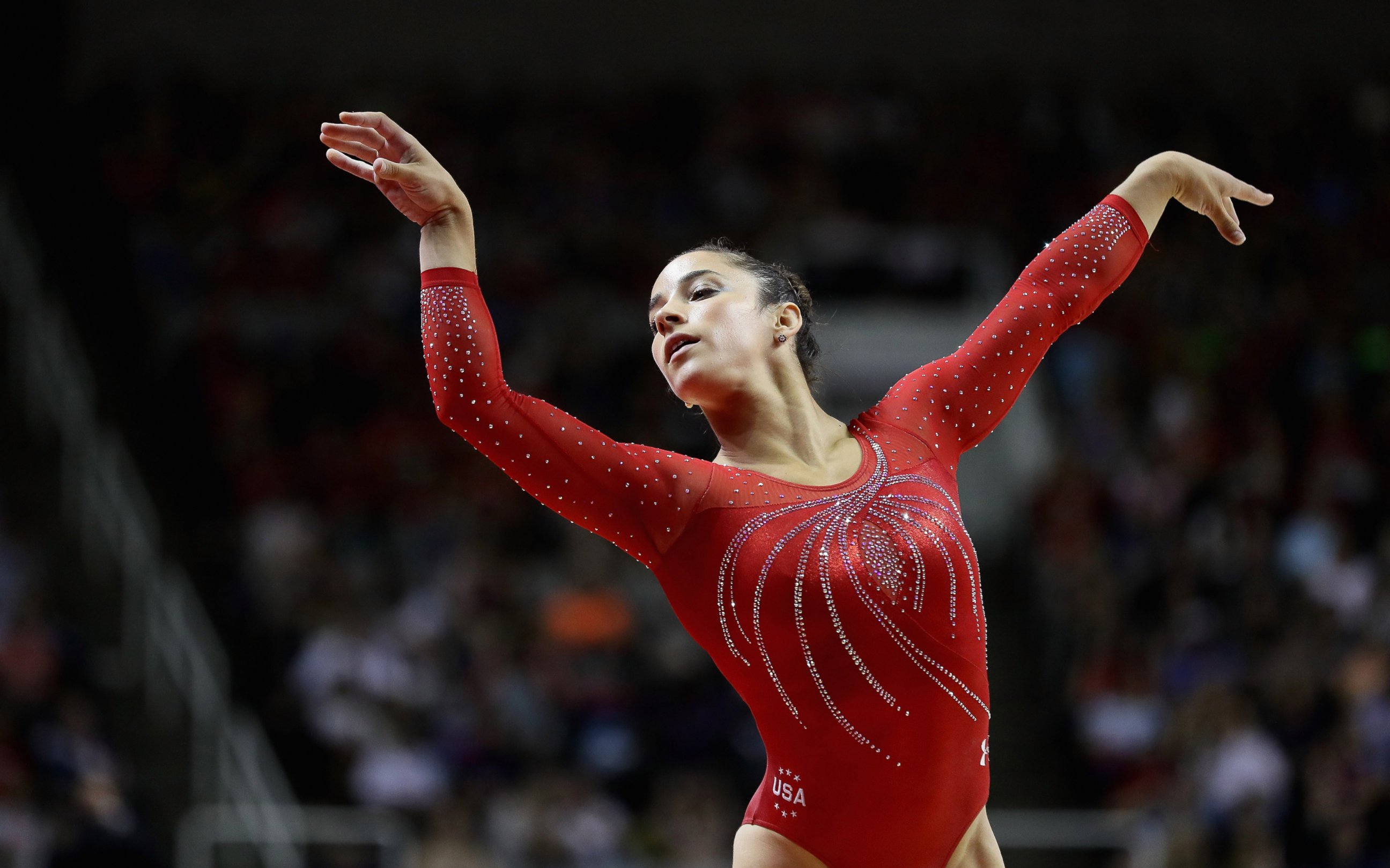 PHOTO: Alexandra Raisman competes in the floor exercise during Day 2 of the 2016 U.S. Women's Gymnastics Olympic Trials at SAP Center, July 10, 2016 in San Jose, California.