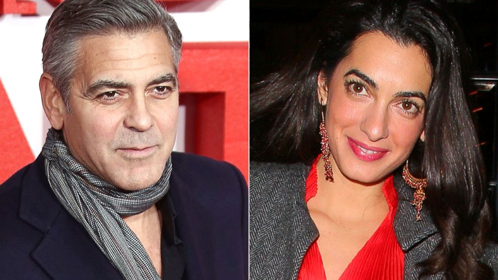 PHOTO: George Clooney, left, and Amal Alamuddin, right.