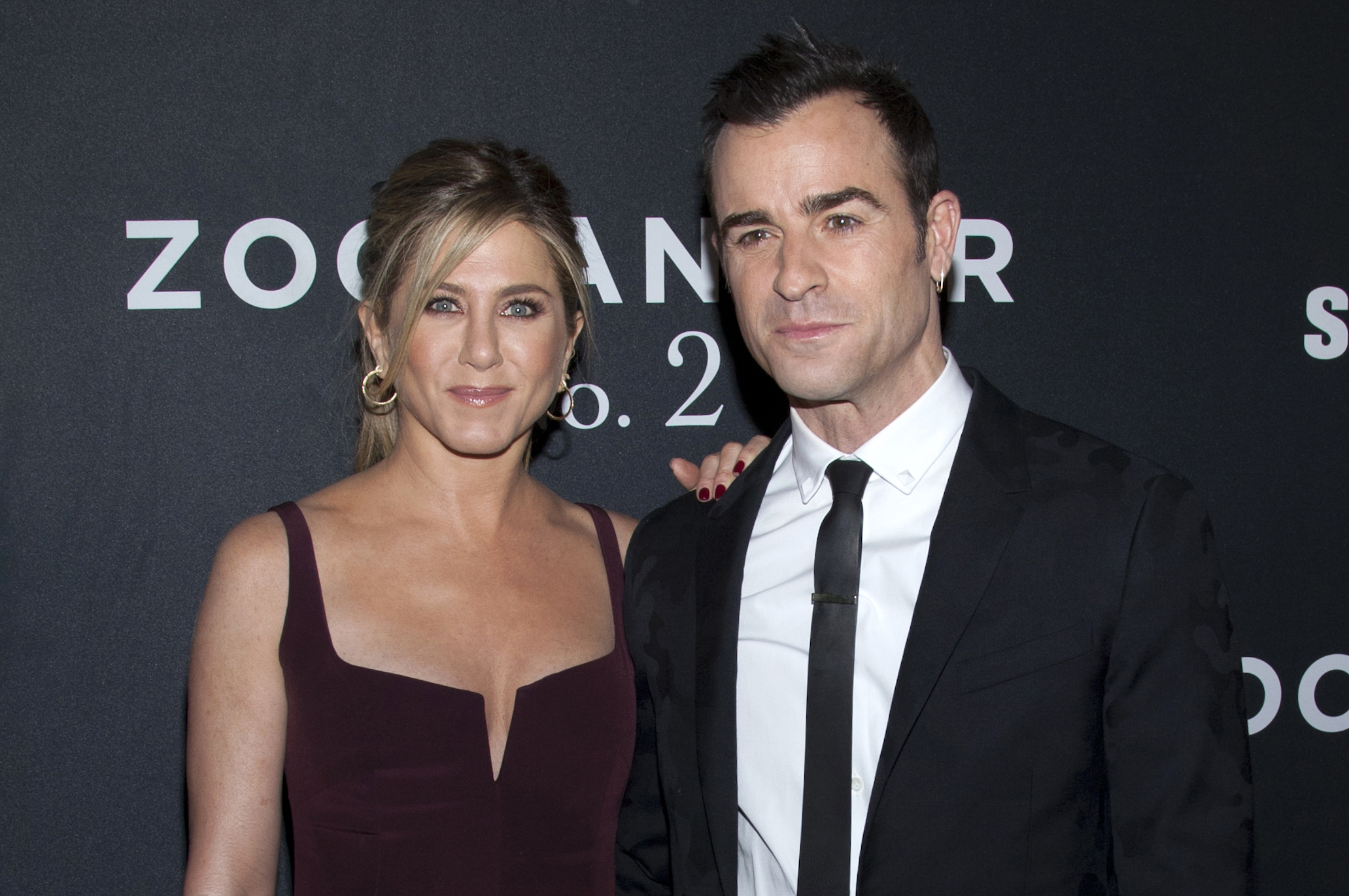 PHOTO: Jennifer Aniston and Justin Theroux attend the "Zoolander 2" world premiere at Alice Tully Hall in New York City.