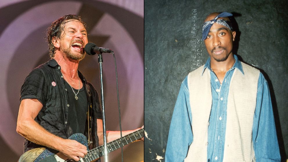 Eddie Vedder of Pearl Jam, left, and Tupac Shakur are seen here. Both Pearl Jam and Tupac are among the first-time nominees on the ballot for induction next year into the Rock and Roll Hall of Fame.