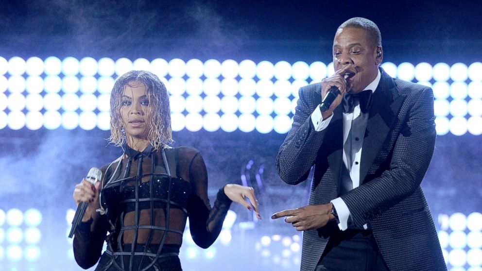 Singer Beyonce Knowles and rapper Jay-Z perform onstage during the 56th GRAMMY Awards at Staples Center, Jan. 26, 2014 in Los Angeles.