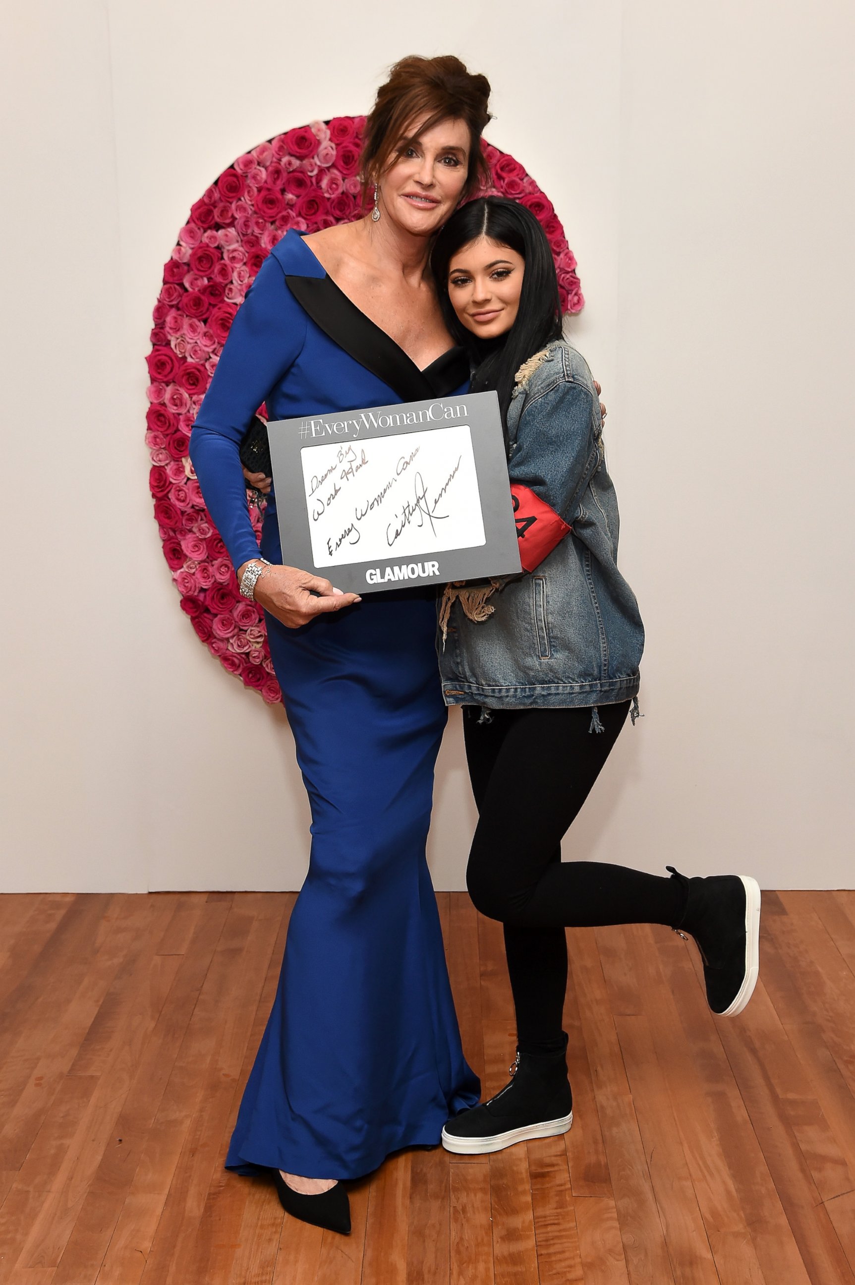 PHOTO:Caitlyn Jenner and Kylie Jenner pose for a photo at the backstage inspiration wall at the 2015 Glamour Women of the Year Awards at Carnegie Hall on Nov. 9, 2015 in New York.  