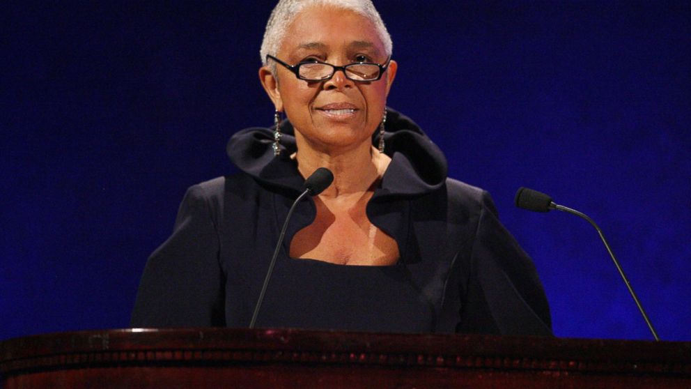 In  this file photo, Camille Cosby speaks on stage at the 35th Anniversary of the Jackie Robinson Foundation, March 3, 2008, in New York.