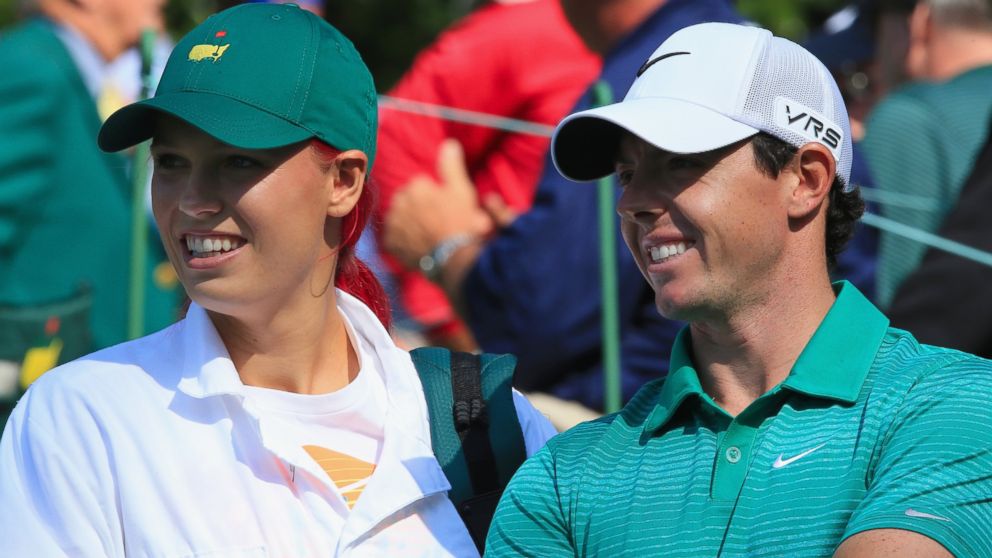 Caroline Wozniacki, left, and Rory McIlroy, right, are pictured on April 9, 2014 in Augusta, Ga.  