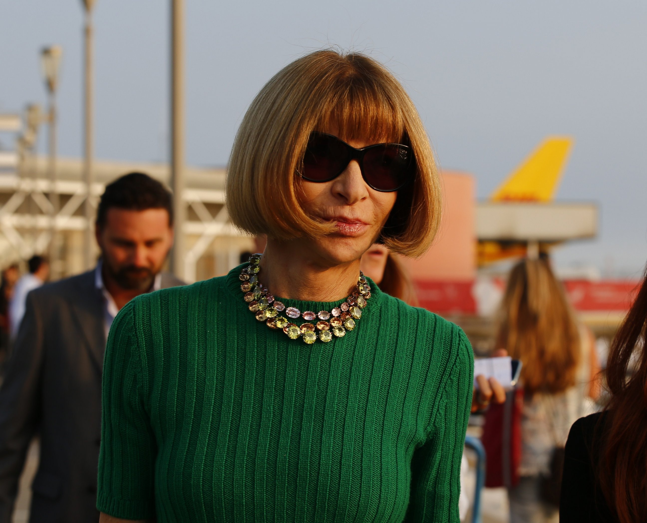 PHOTO: Editor-in-chief of American Vogue Anna Wintour arrives at Marco Polo Airport in Venice, Italy