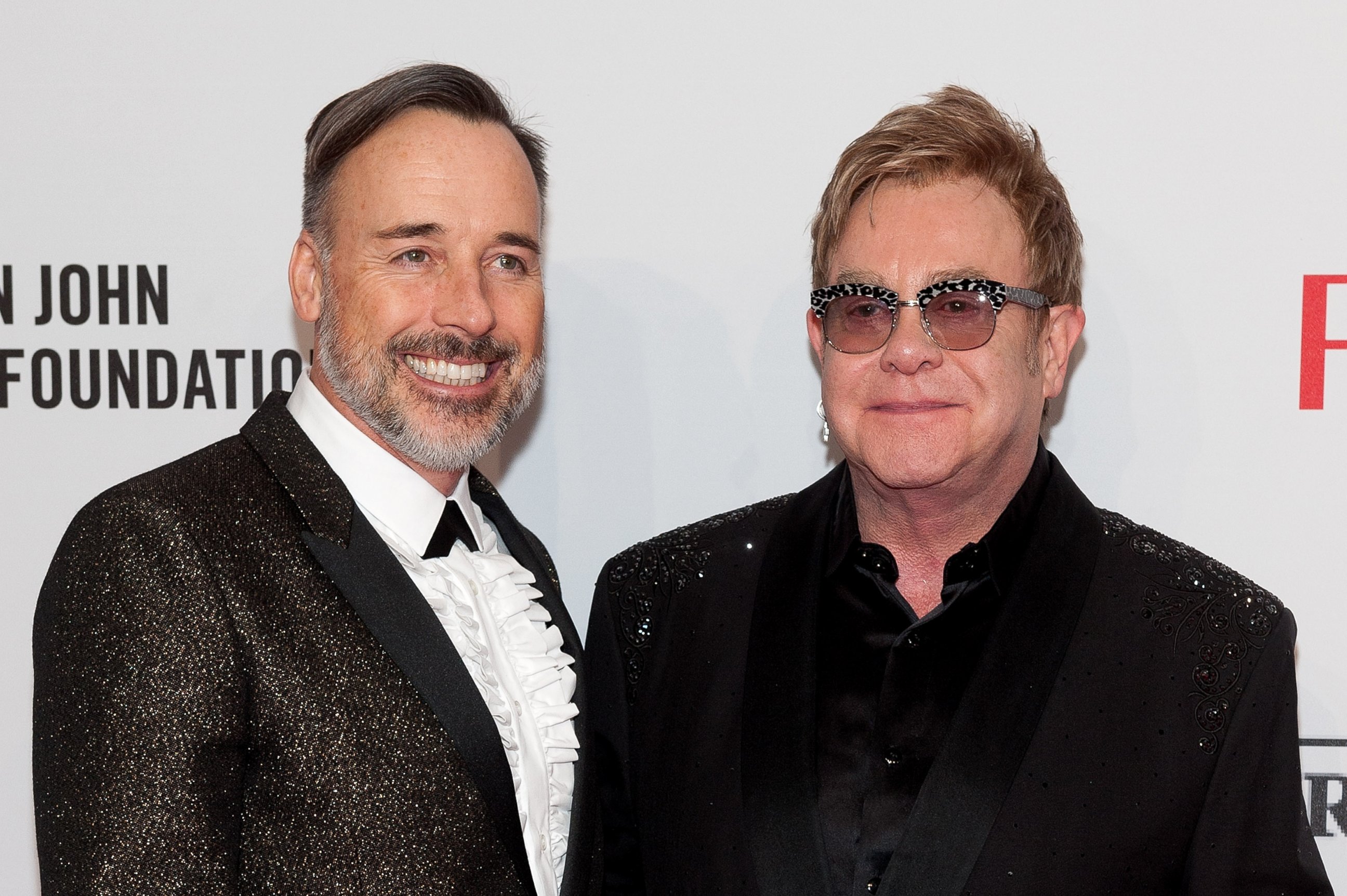 PHOTO: Elton John (R) and David Furnish attend the Elton John AIDS Foundation's 13th Annual An Enduring Vision Benefit on Oct. 28, 2014 in New York City. 