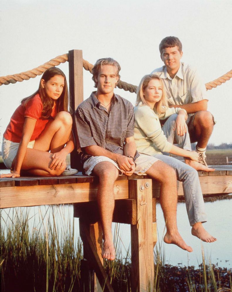 PHOTO: Katie Holmes, James Van Der Beek, Michelle Williams, and Joshua Jackson in the cast of television's "Dawson's Creek" in 1997.  