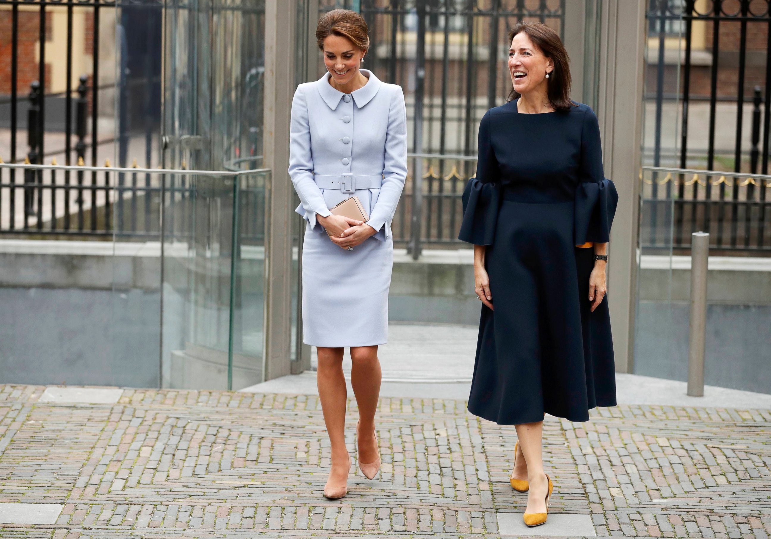 PHOTO: Britain's Catherine, Duchess of Cambridge, leaves with museum director Emilie Gordenke after viewing the exhibition "At Home in Holland: Vermeer and his Contemporaries from the British Royal Collection" in the Hague, the Netherlands, Oct. 11, 2016.