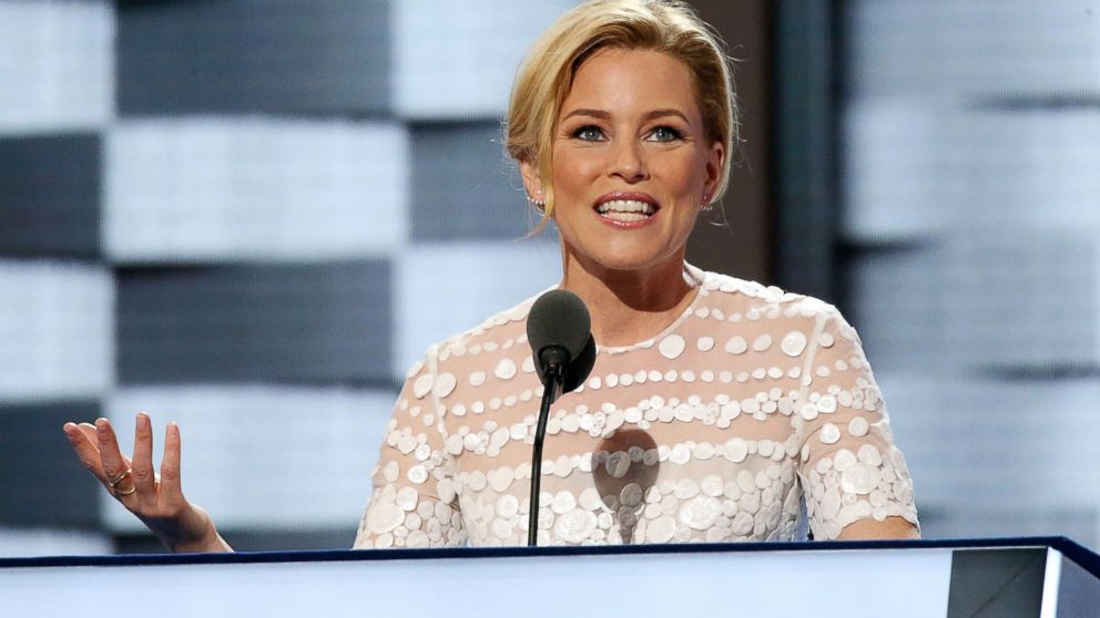 Elizabeth Banks delivers remarks on day two of the 2016 Democratic National Convention at Wells Fargo Center, July 26, 2016, in Philadelphia.