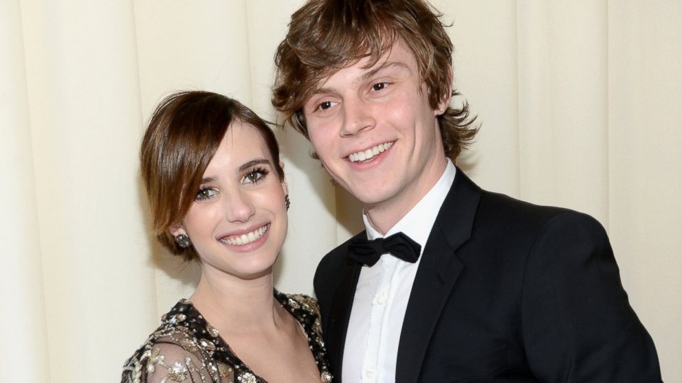 Emma Roberts and Evan Peters attend the Elton John AIDS Foundation Academy Awards Viewing Party, Feb. 24, 2013, in West Hollywood, Calif.  