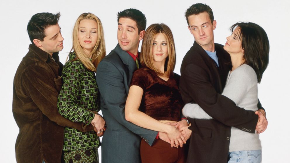 PHOTO: From left, Matt LeBlanc, Lisa Kudrow, David Schwimmer, Jennifer Aniston, Matthew Perry, and Courteney Cox are pictured in a promotional still for "Friends." 