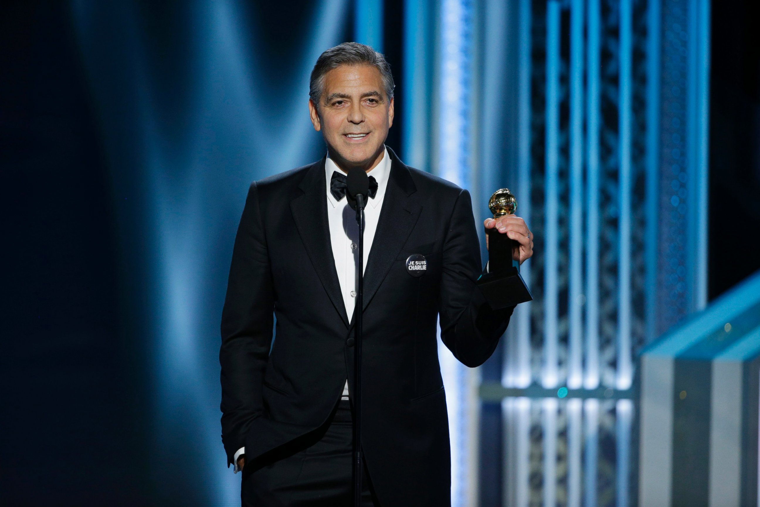 PHOTO: George Clooney, Winner of the Cecile B. Demille Award, speaks onstage during the 72nd Annual Golden Globe Awards at The Beverly Hilton Hotel, Jan. 11, 2015 in Beverly Hills, Calif. 