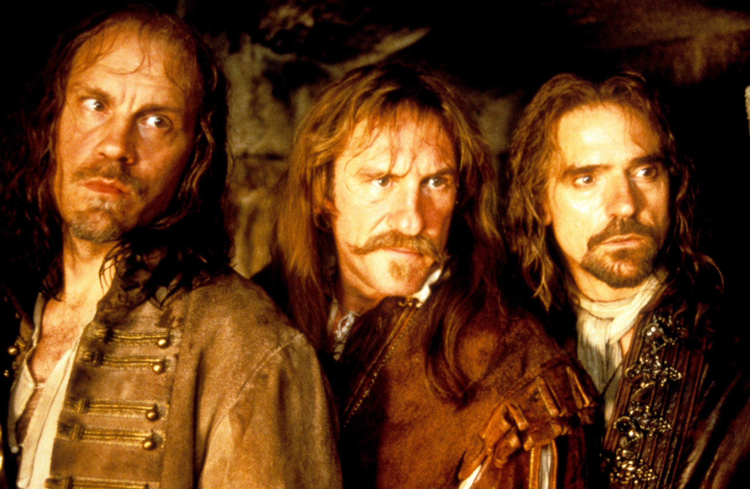 PHOTO: John Malkovich Gerard Depardieu and Jeremy Irons in a scene from the film 'The Man In The Iron Mask', 1998. 